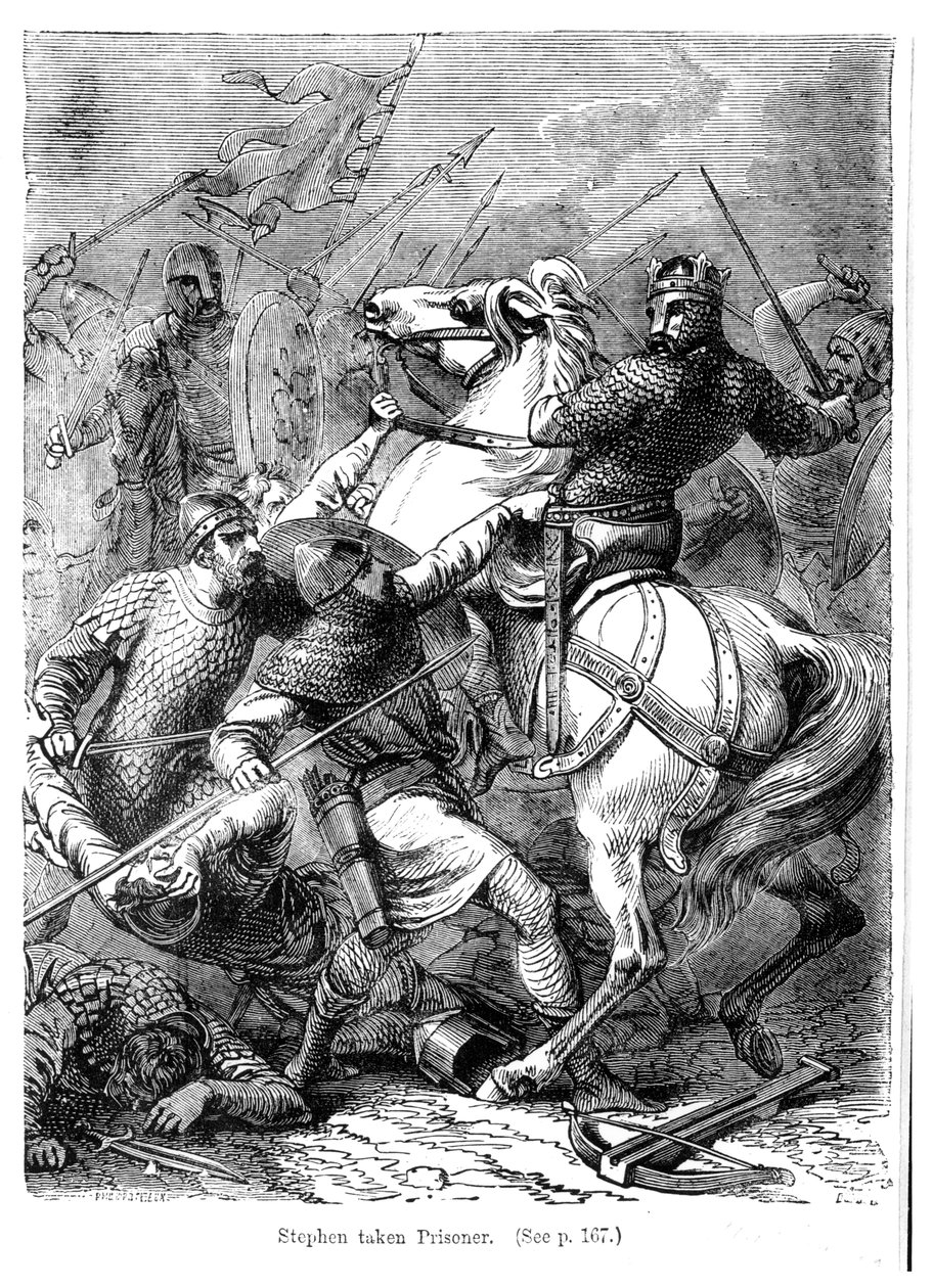 Stephen (c.1097-1154) Prisioneiro Preso pelas Forças de Matilda (1102-1167) em 1141 de Felix Philippoteaux