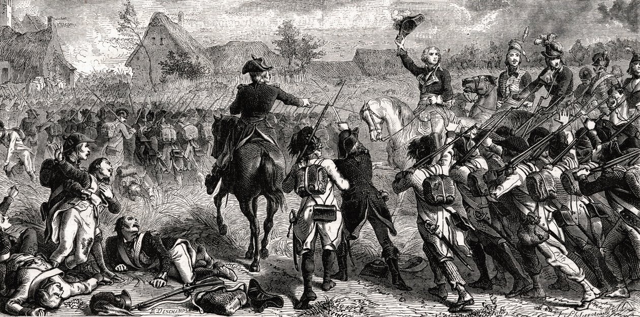 A Batalha de Fleurus, 26 de junho de 1794, gravada por Emile Deschamps de Felix Philippoteaux