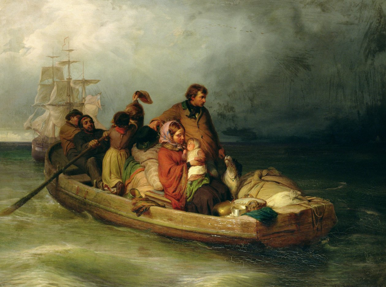 Passageiros emigrantes a bordo, 1851 de Felix Schlesinger