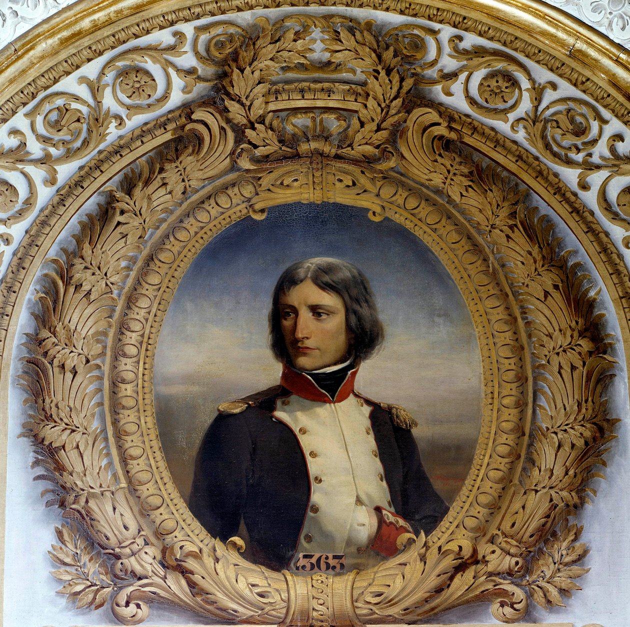 Retrato de Napoleão Bonaparte (1769-1821) em uniforme como tenente-coronel do primeiro batalhão da Córsega em 1792 Pintura de Henri-Felix-Emmanuel Philippoteaux (1815-1884) 1834 Sol. 0,8x0,6 m. de Felix (after) Philippoteaux