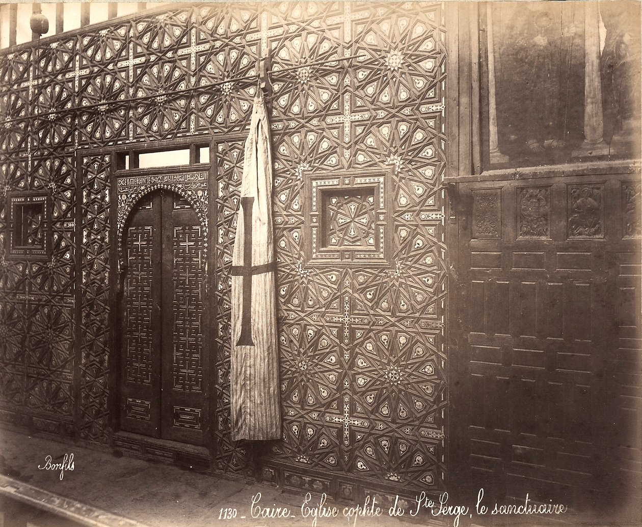 Iconostasia da igreja copta de São Sérgio no Cairo de Félix Bonfils