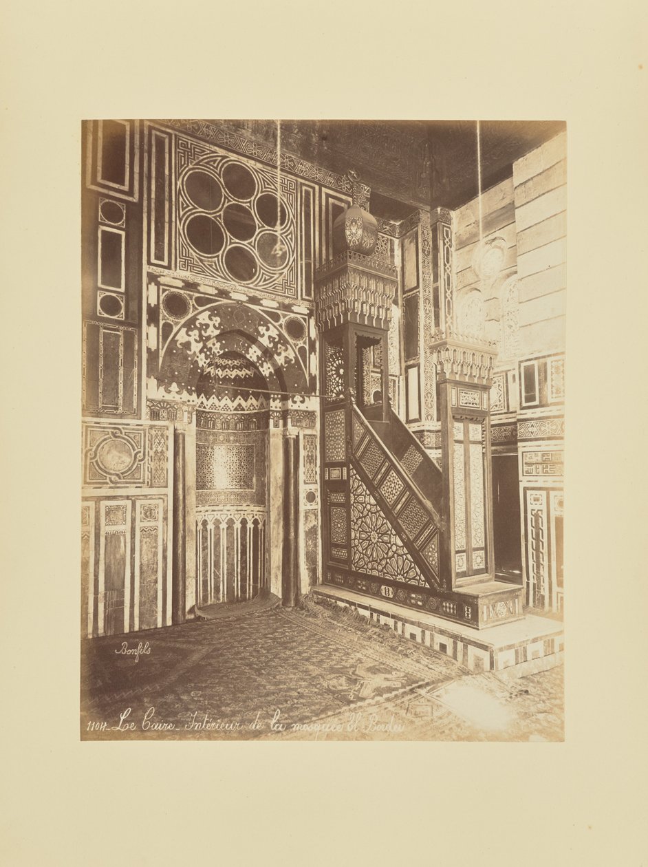 Cairo - Interior da mesquita El-Bordei de Félix Bonfils