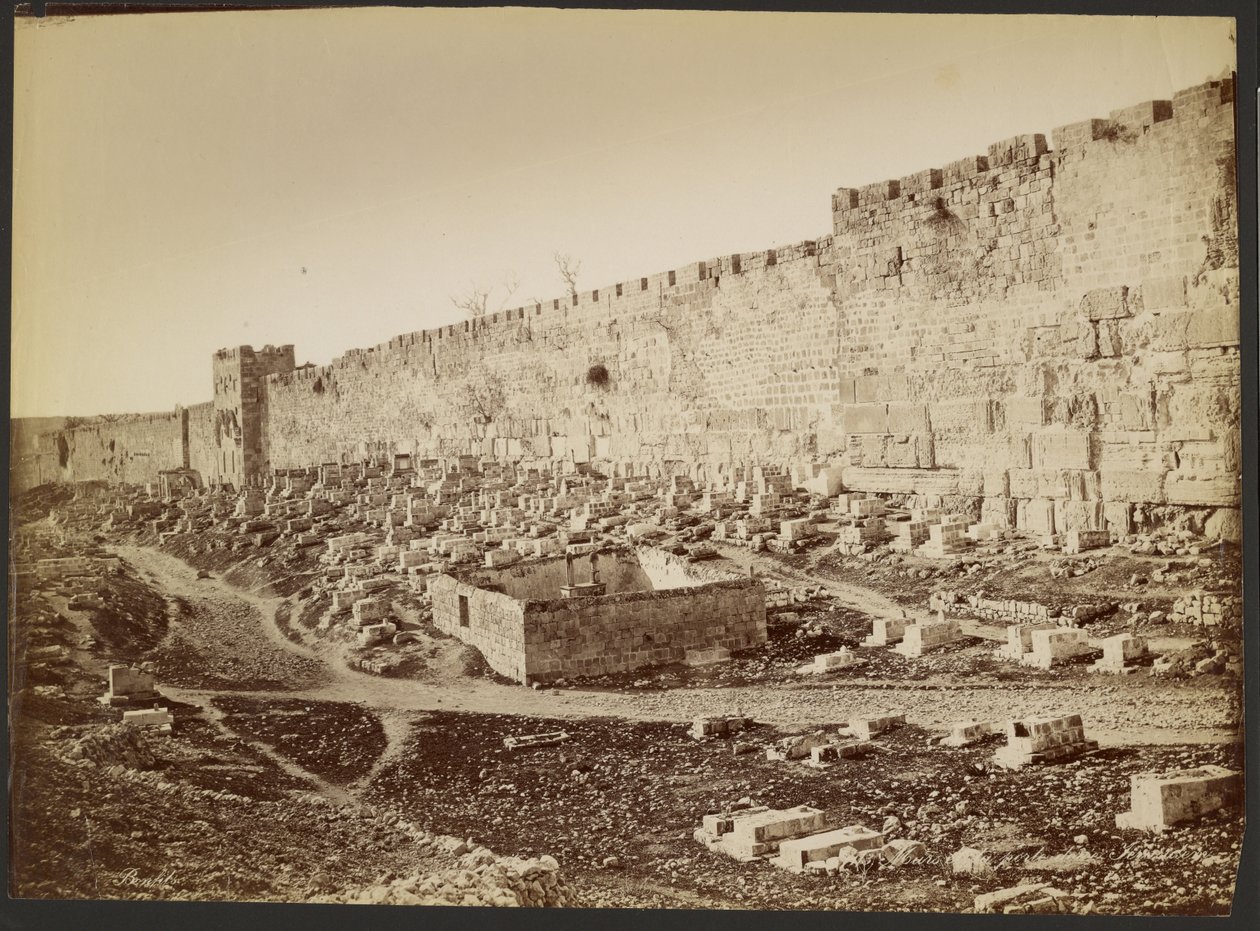 Muralha e Porta Dourada, Jerusalém de Félix Bonfils