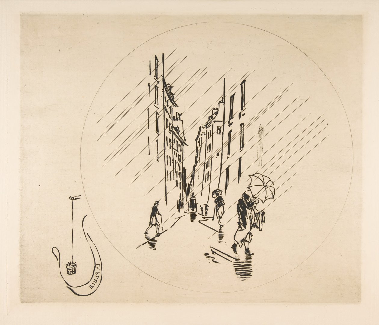 Decoração para um prato: Chuva, 1870. de Felix Bracquemond