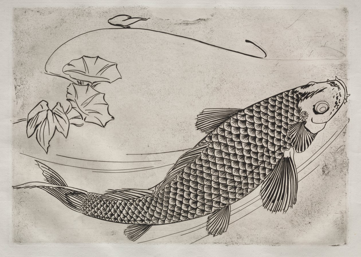 Serviço de Jantar (serviço Rousseau): Peixe grande em estilo japonês (nº 19) de Felix Bracquemond