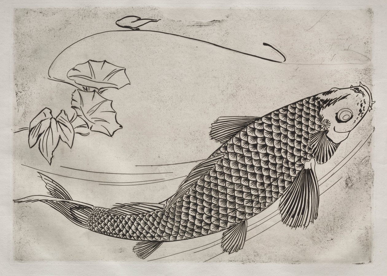 Serviço de Jantar Serviço Rousseau: Peixe grande em estilo japonês no. 19, 1866. de Felix Bracquemond