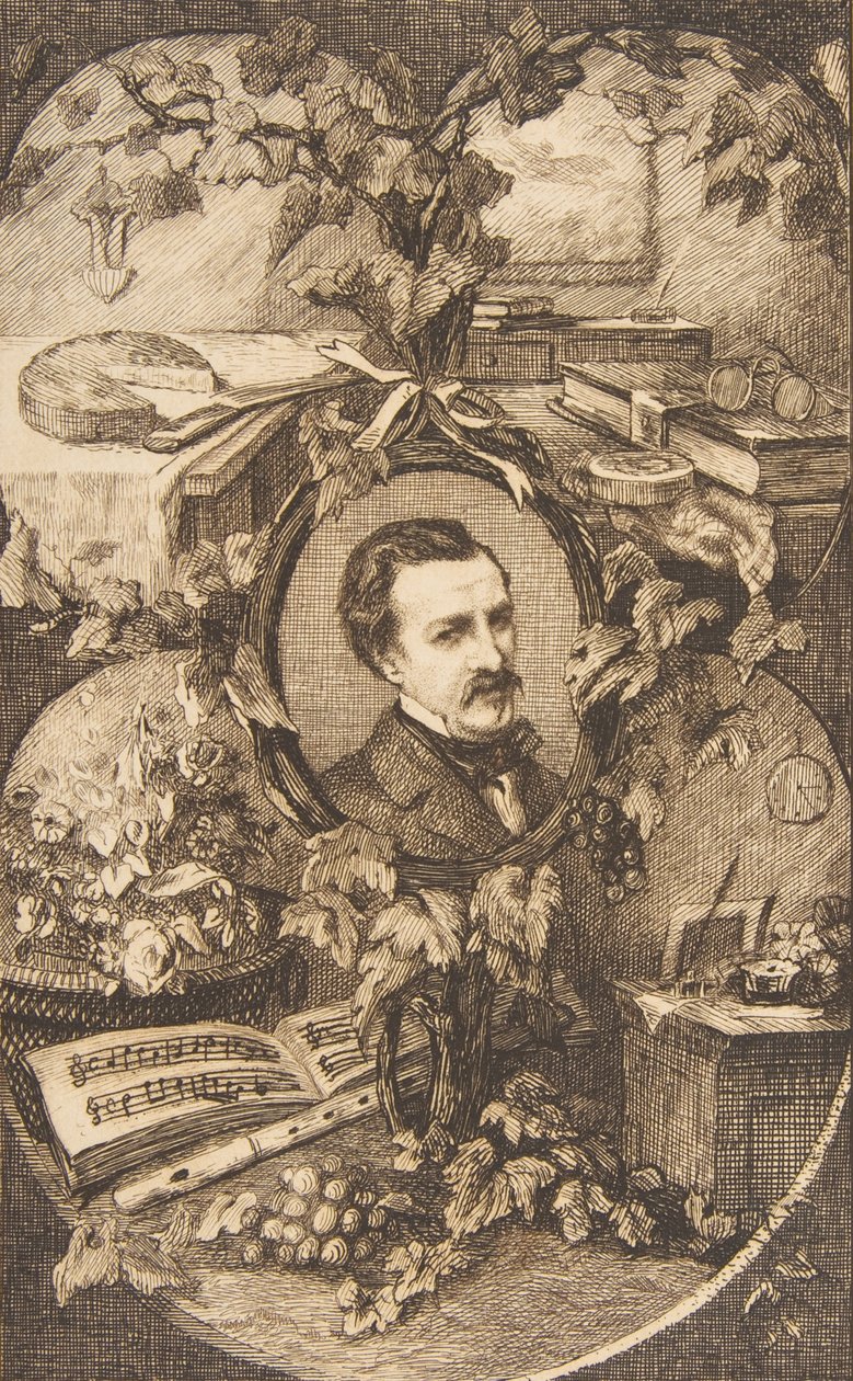 Frontispício para Amigos da Natureza de Champfleury, 1859. de Felix Bracquemond