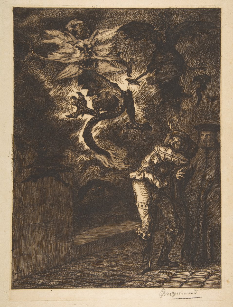 Fora do meu sol, patifes! Panurge deixando Raminagrobis, 1854-1855. de Felix Bracquemond