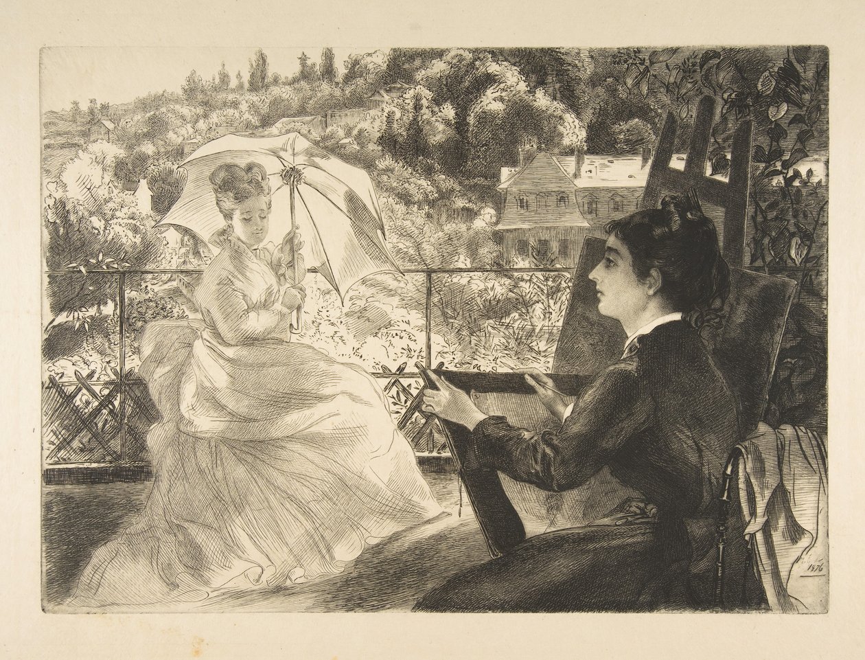 O terraço da vila branca, 1876. de Felix Bracquemond