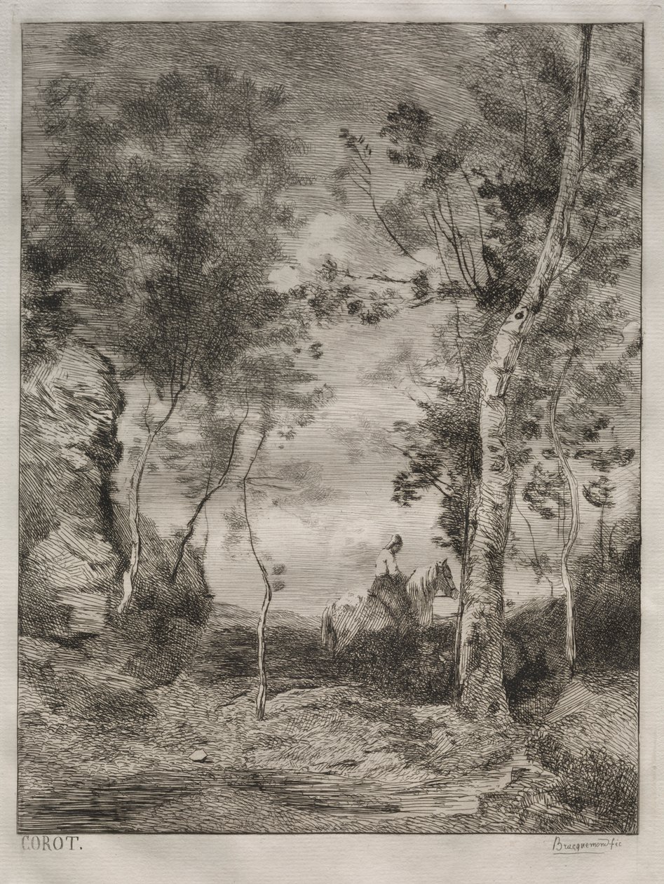 Paisagem, ou O Cavalo Branco, depois de Corot de Felix Bracquemond