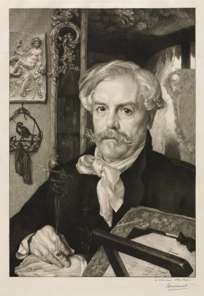 Retrato de Edmond de Goncourt de Felix Bracquemond