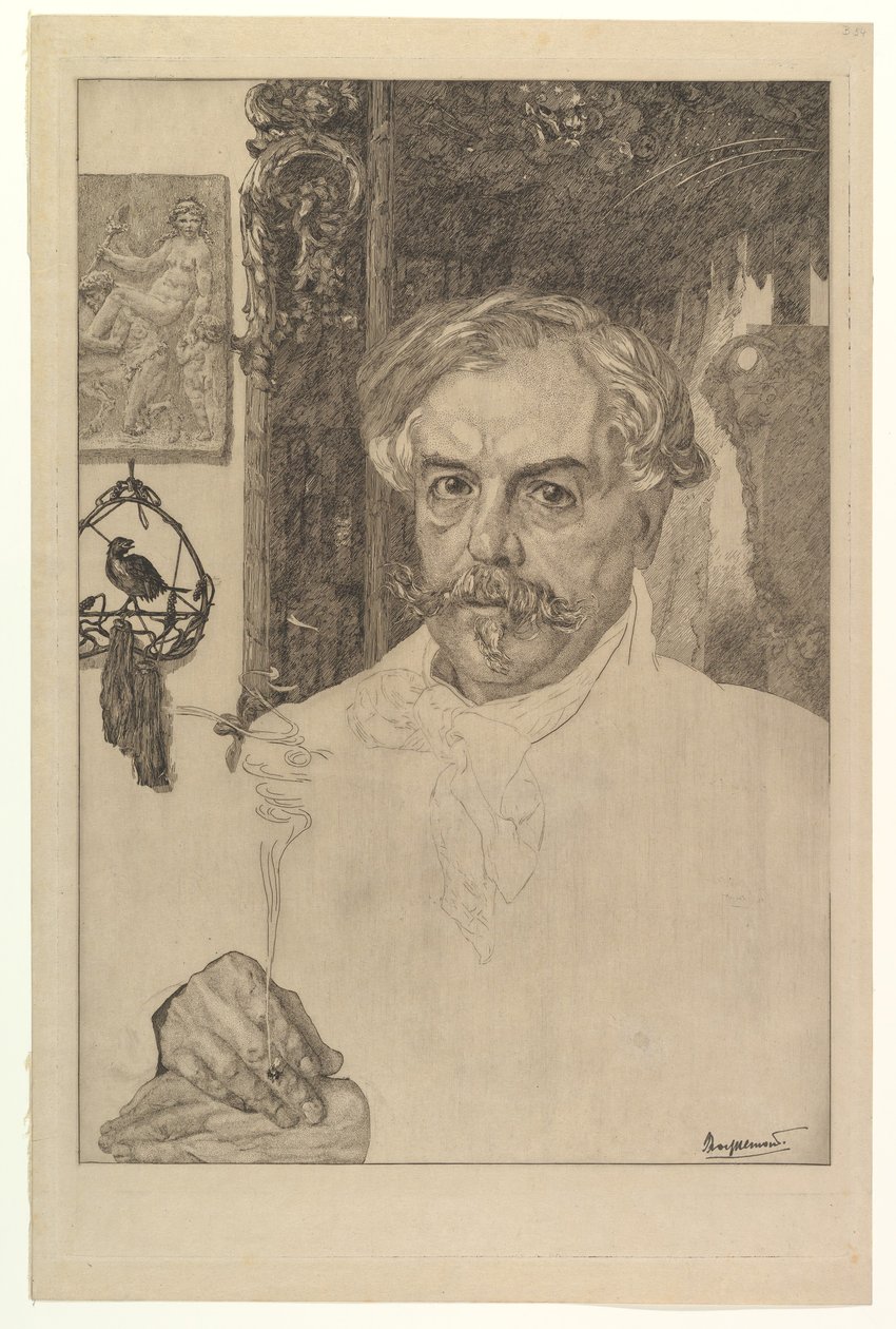 Retrato de Edmond de Goncourt, 1881. de Felix Bracquemond
