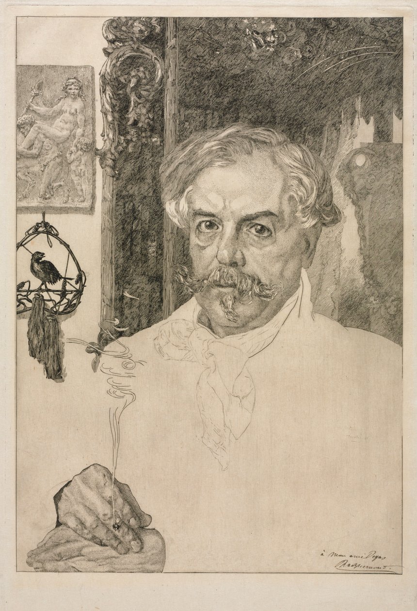 Retrato de Edmond de Goncourt, 1882. de Felix Bracquemond