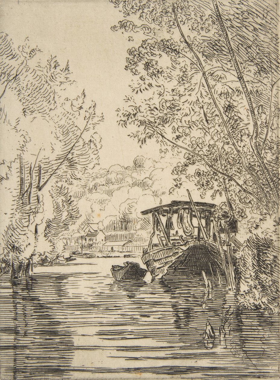 O Barco do Tintureiro Bas-Meudon, ca. 1868. de Felix Bracquemond