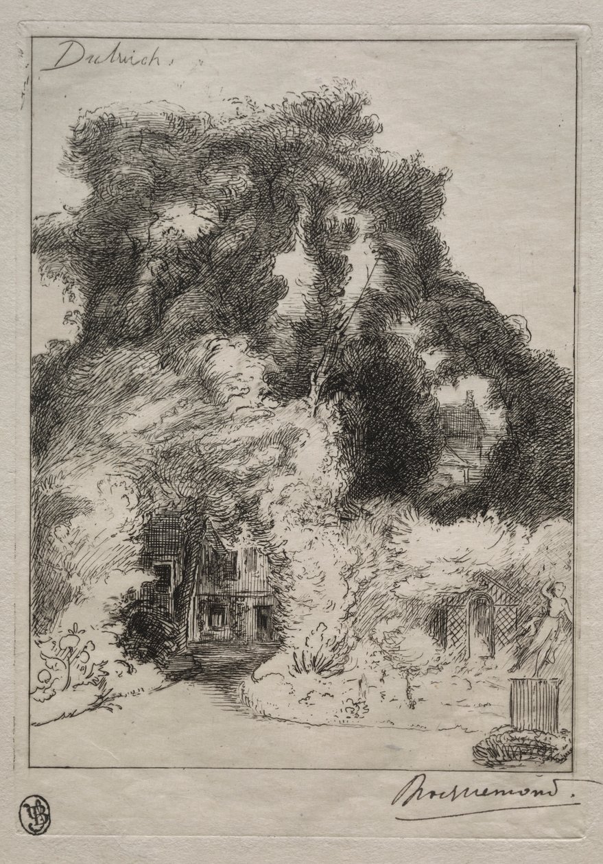 O Jardim da Pousada em Dulwich, c. 1870 de Felix Bracquemond