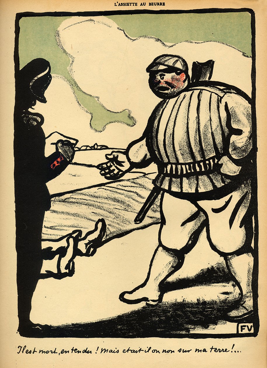 Um proprietário de terras mata um vagabundo, de &39;Crimes e Punições&39;, edição especial de &39;L&39;Assiette au Beurre&39;, 1 de março de 1902 de Felix Edouard Vallotton