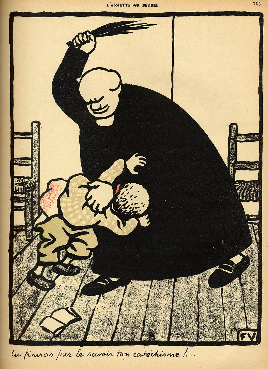 Um padre bate um menino, de &39;Crimes e Punições&39;, edição especial de &39;L&39;Assiette au Beurre&39;, 1 de março de 1902 de Felix Edouard Vallotton