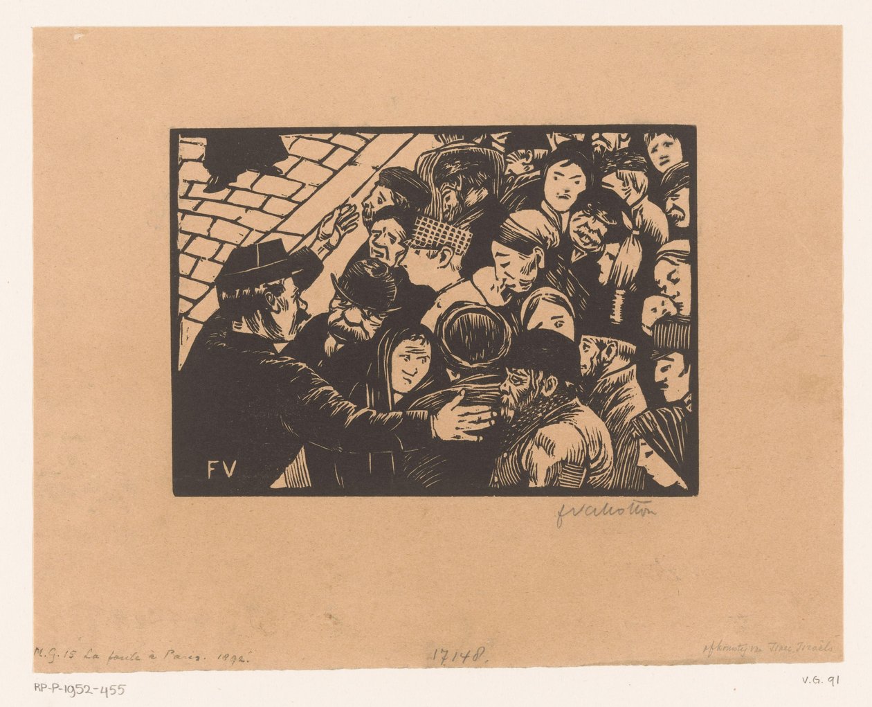 Agente pára uma multidão
La foule à Paris de Felix Edouard Vallotton