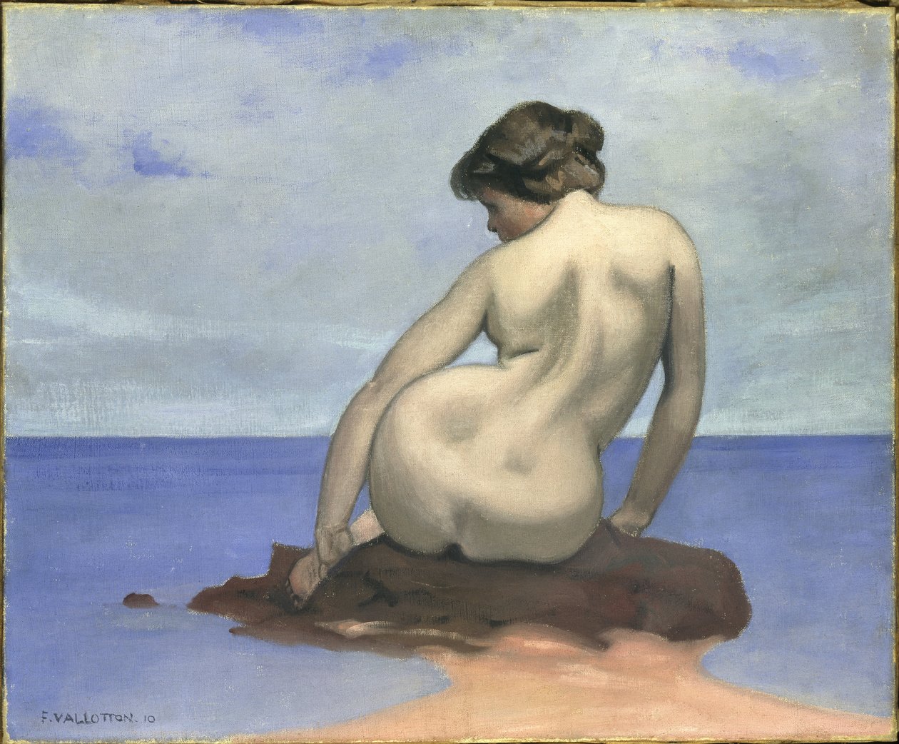 Banhista sentado em uma rocha, 1910. de Felix Edouard Vallotton