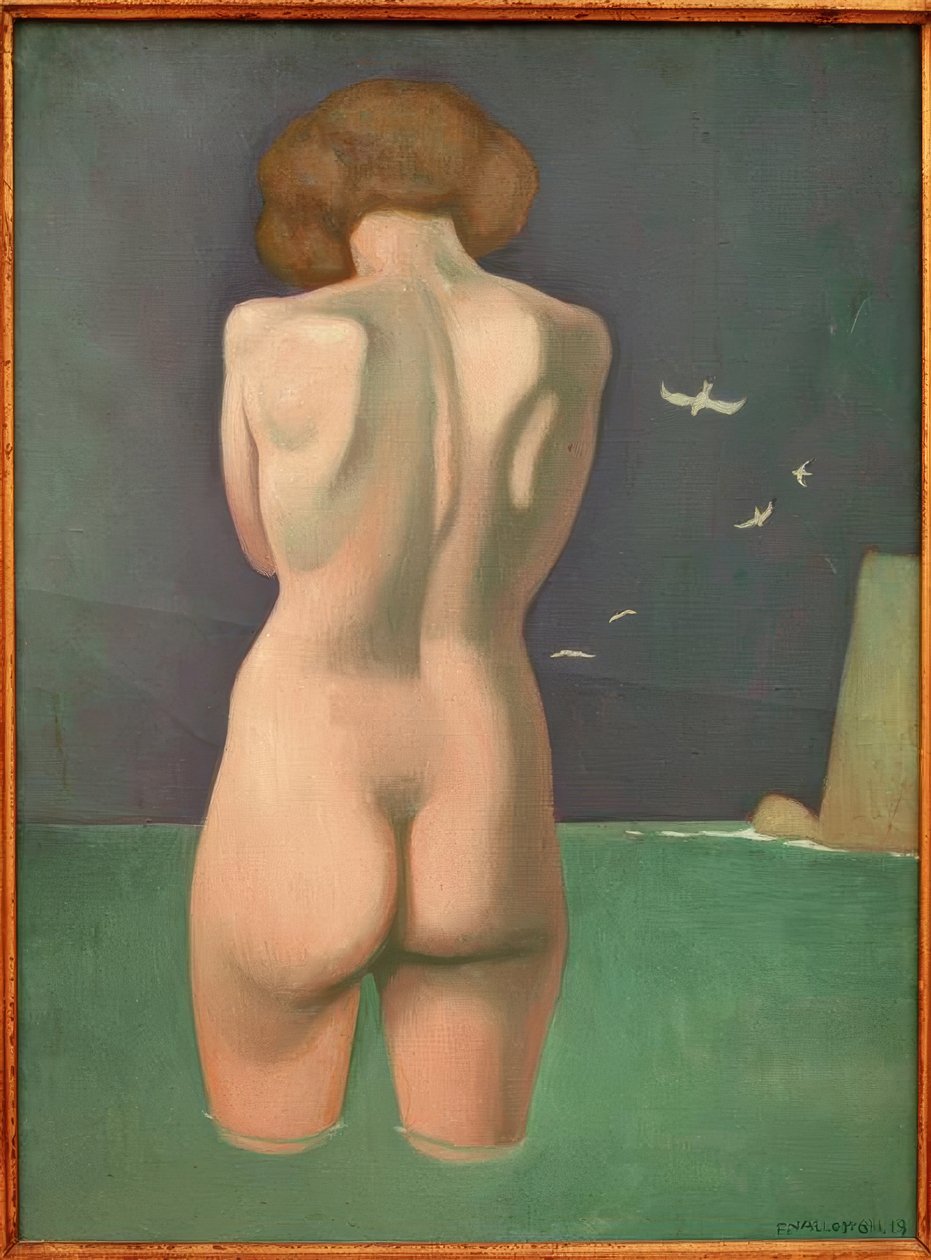 Banhista com pássaros de Felix Edouard Vallotton