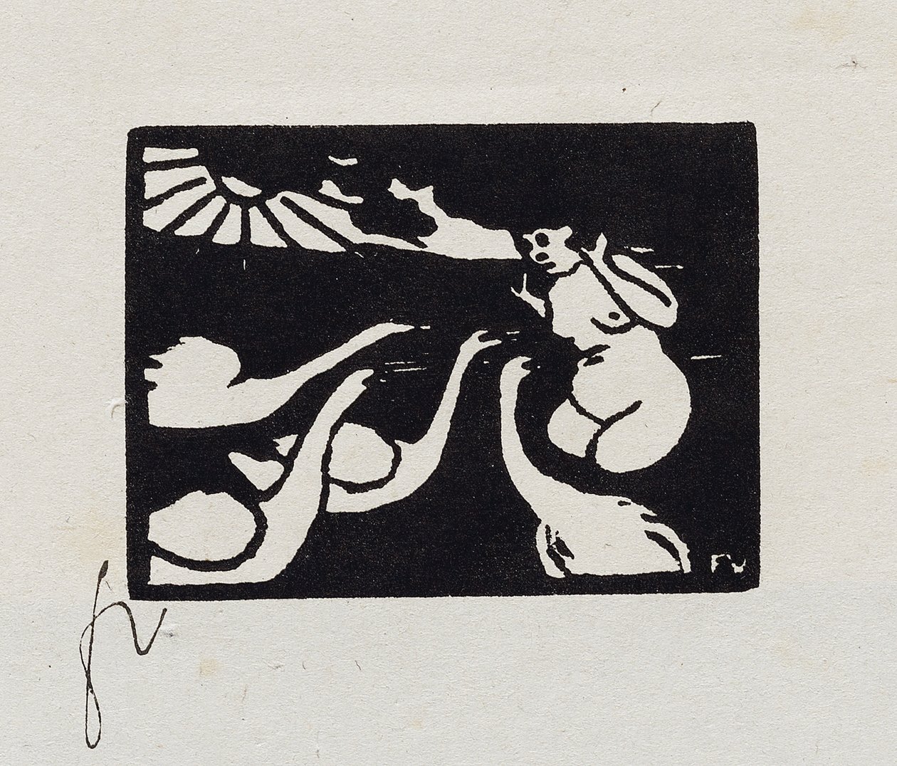 Banhista com cisnes, X de "Les Petites Baigneuses", 1893 de Felix Edouard Vallotton
