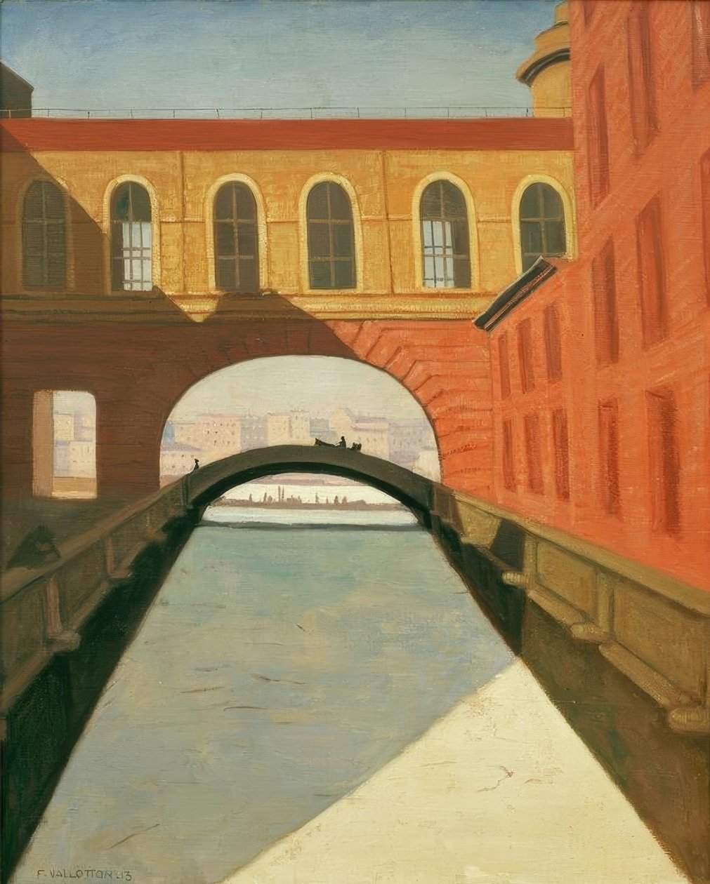 Canal de congelamento e ponte perto do Hermitage em São Petersburgo de Felix Edouard Vallotton