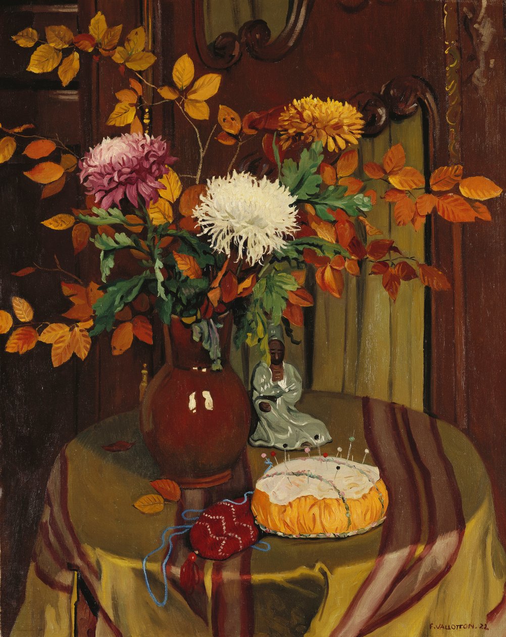 Crisântemos e folhas de outono; Crisântemos e folhagem de outono, 1922 de Felix Edouard Vallotton