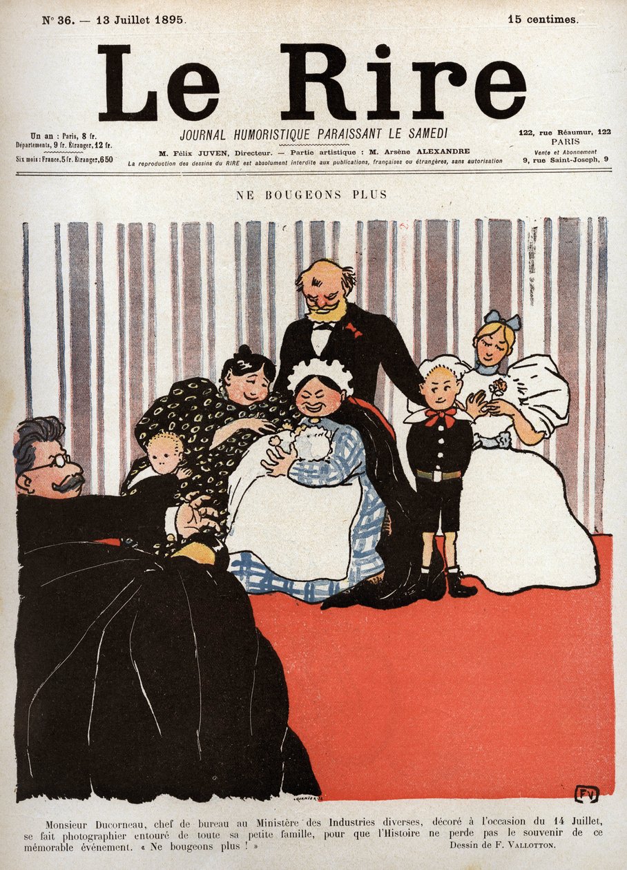 Capa do jornal “” Le Rire ””, nº 36, 13 de julho de 1895: “” Não se mexa mais ” de Felix Edouard Vallotton