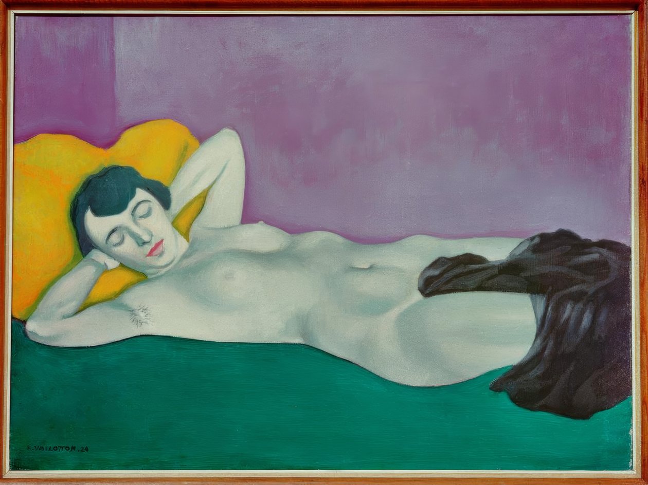 Mulher dormindo no tapete verde de Felix Edouard Vallotton