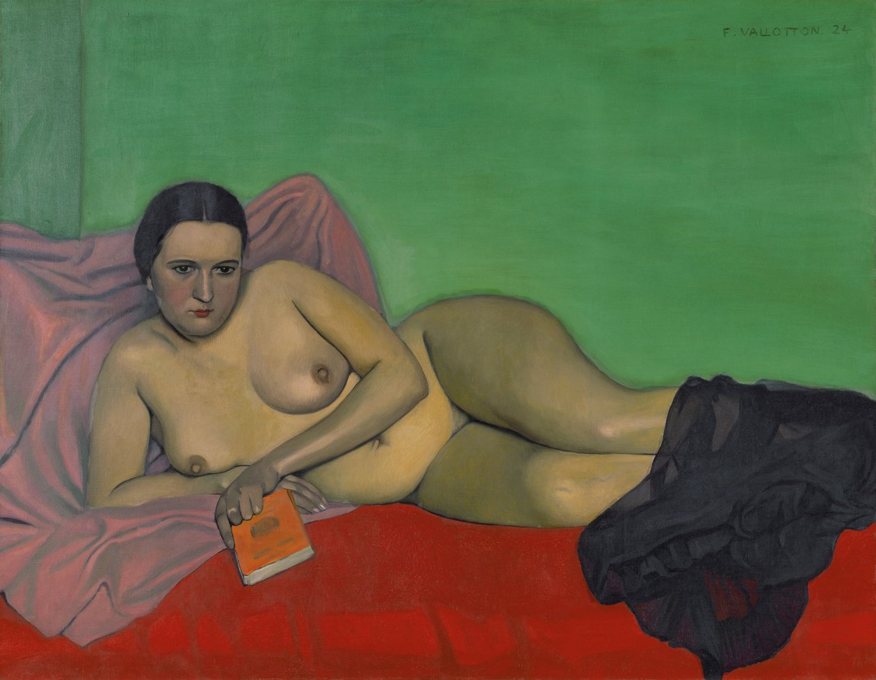 Mulher nua segurando um livro, 1924. de Felix Edouard Vallotton