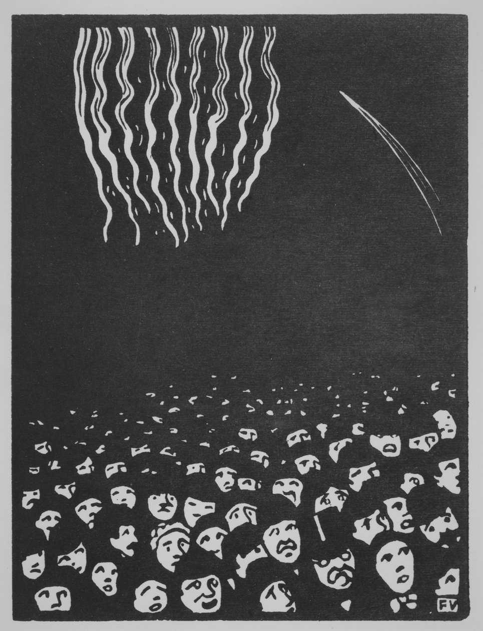 Fogos de artifício, The Worlds Fair VI, 1901 (xilogravura em papel matizado do Japão) de Felix Edouard Vallotton