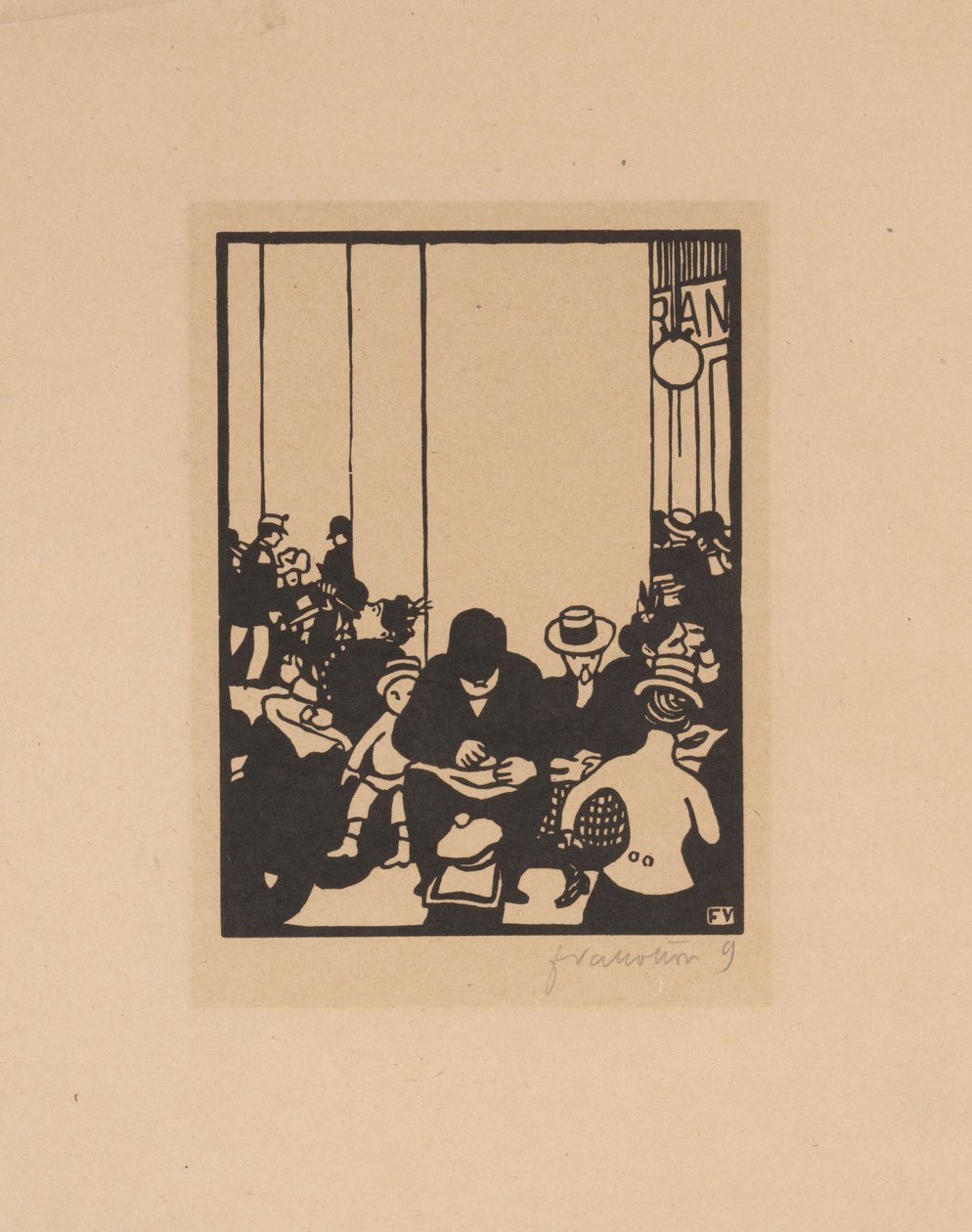 Cinco OClock, The Worlds Fair IV, 1901 (xilogravura em papel matizado do Japão) de Felix Edouard Vallotton