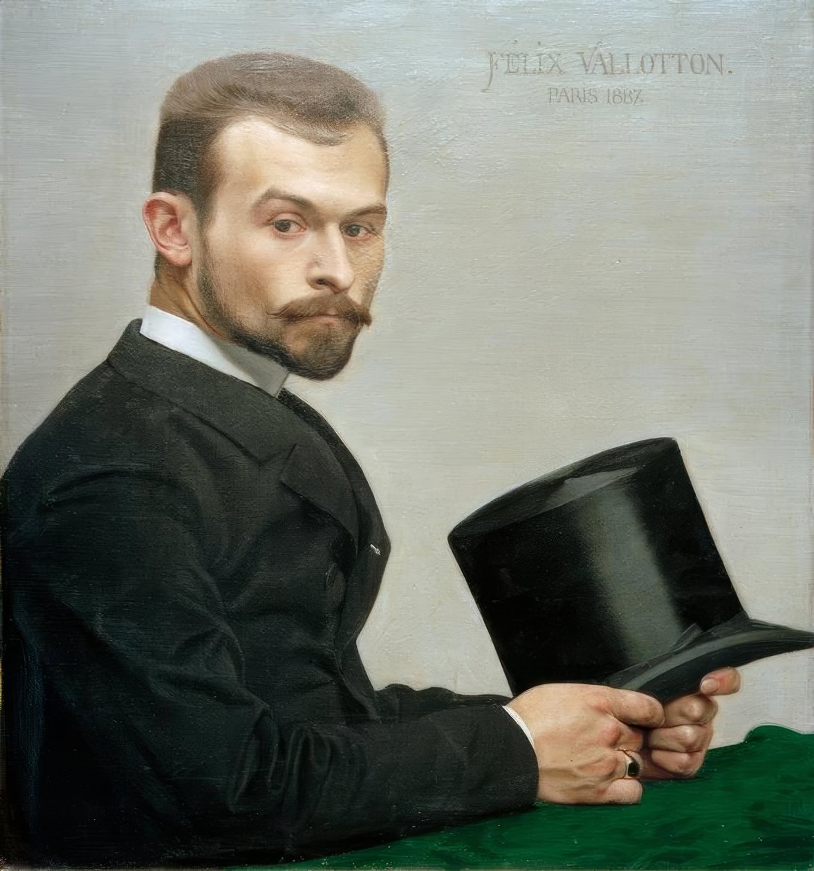 Felix Jasinski segurando seu chapéu de Felix Edouard Vallotton