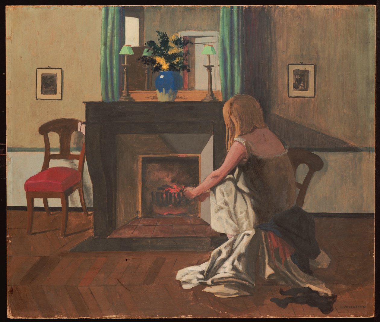 Interior com uma mulher de camisola, 1899 de Felix Edouard Vallotton