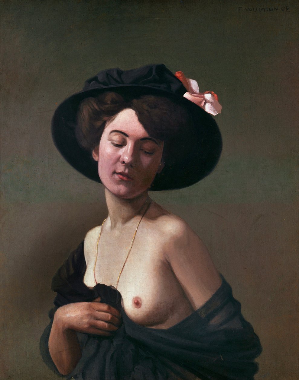 Senhora de chapéu preto, 1908 de Felix Edouard Vallotton