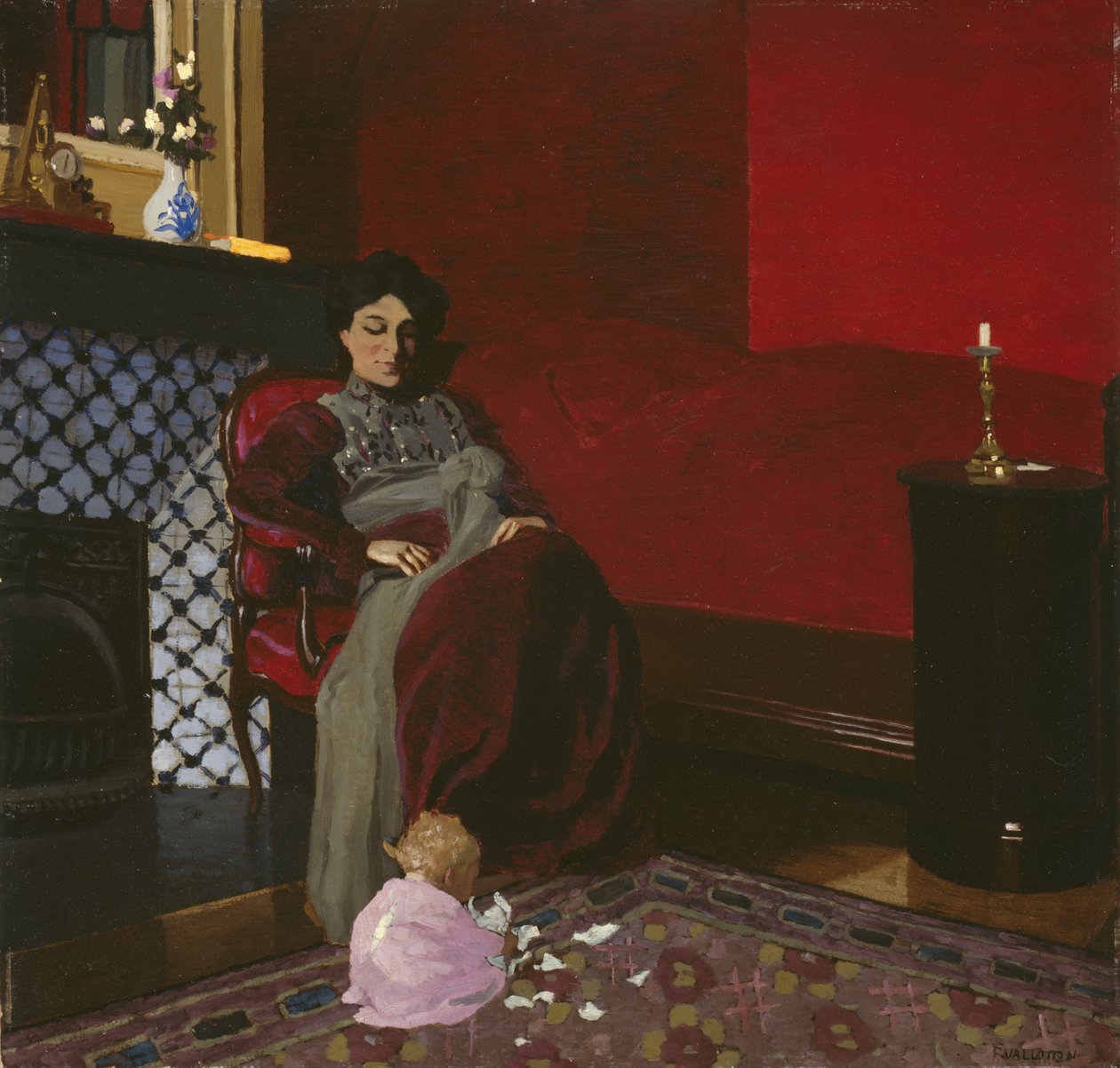 Madame Vallotton e sua sobrinha, Germaine Aghion, 1899 de Felix Edouard Vallotton