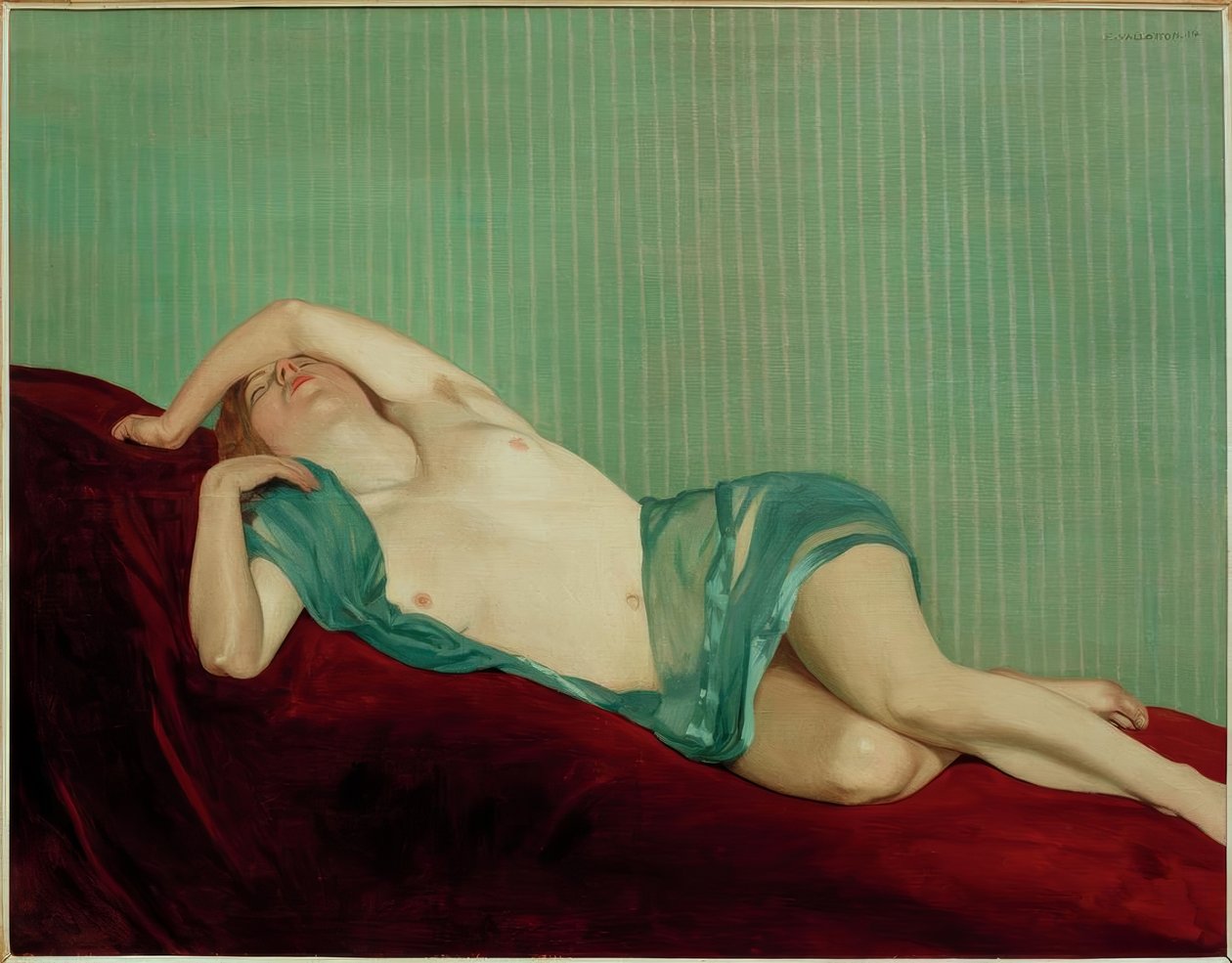 Nu com lenço verde de Felix Edouard Vallotton