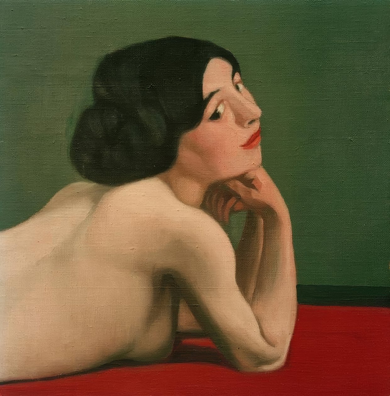 Nude deitado no tapete vermelho de Felix Edouard Vallotton