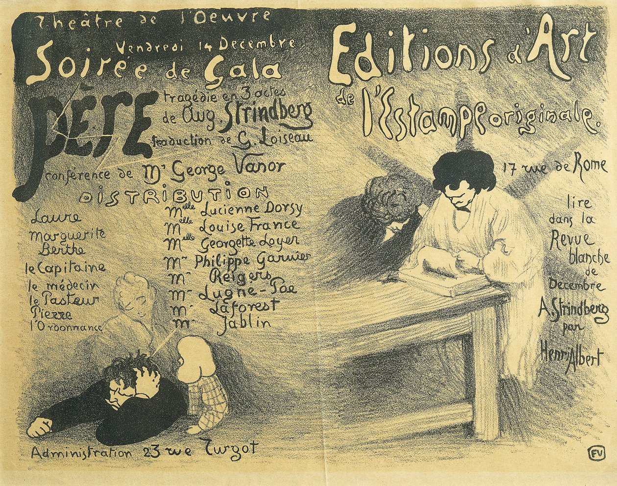 Programa da Ópera de Paris, incluindo obras de August Strindberg de Felix Edouard Vallotton