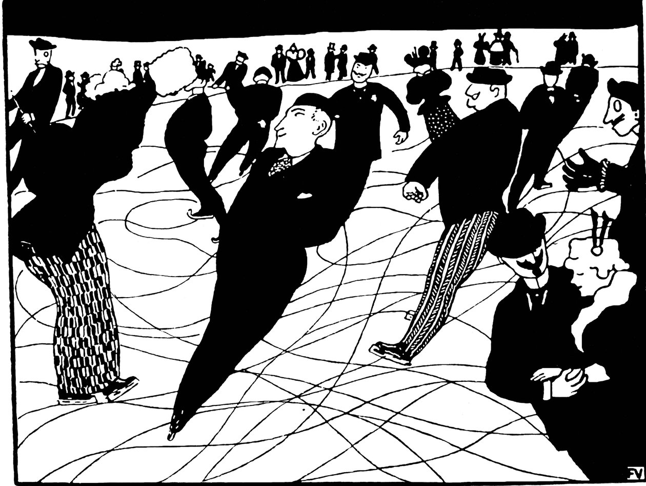Patinadores no gelo. Pintura de Felix Edouard Vallotton (1865-1925) de Felix Edouard Vallotton