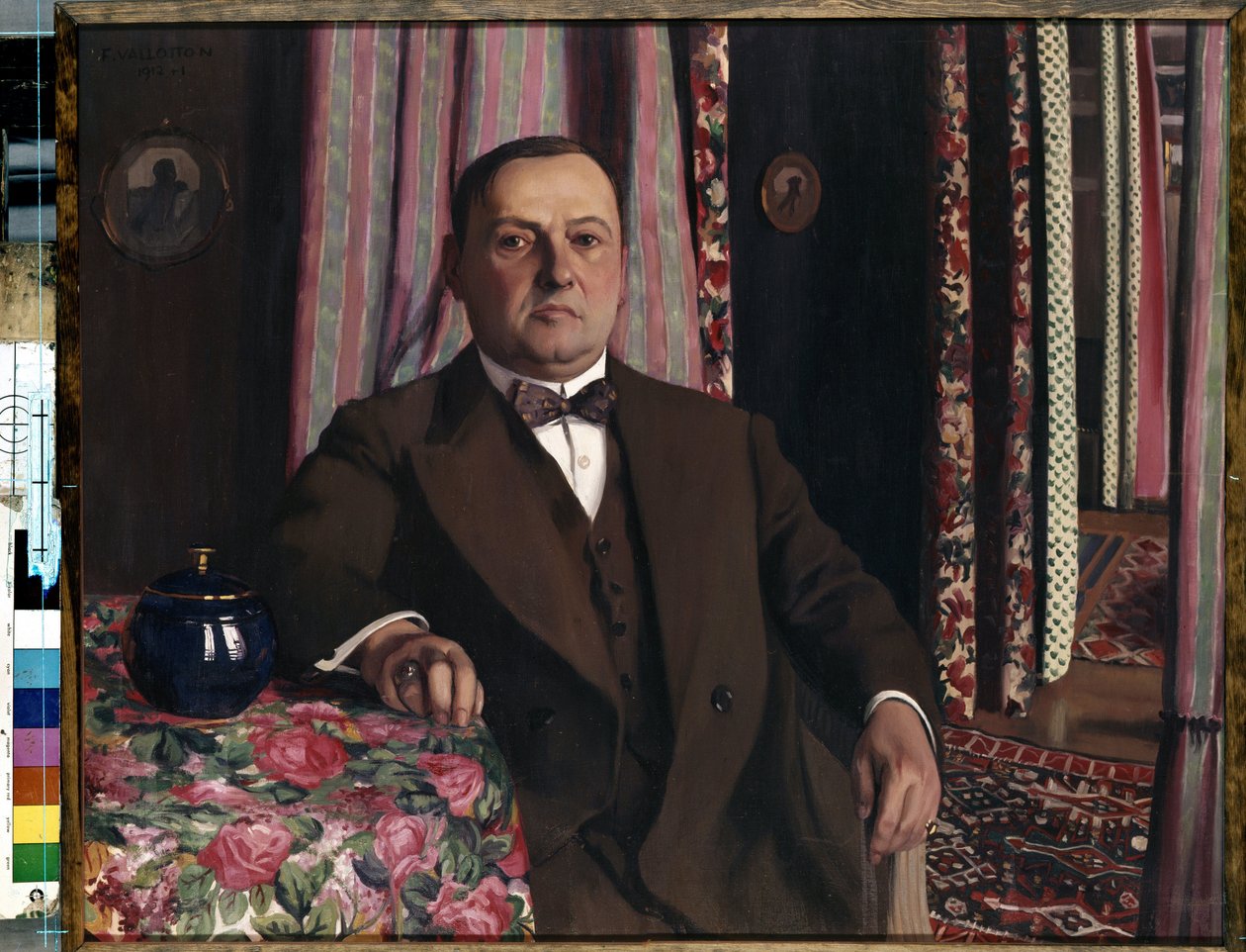 ""Retrato do colecionador de arte Georges (Georgy Emmanuilovich) Haasen"" Pintura de Felix Vallotton (1865-1925) 1913 Nabis Dim. 81,7x100,5 cm Museu Hermitage, São Petersburgo, Rússia. de Felix Edouard Vallotton