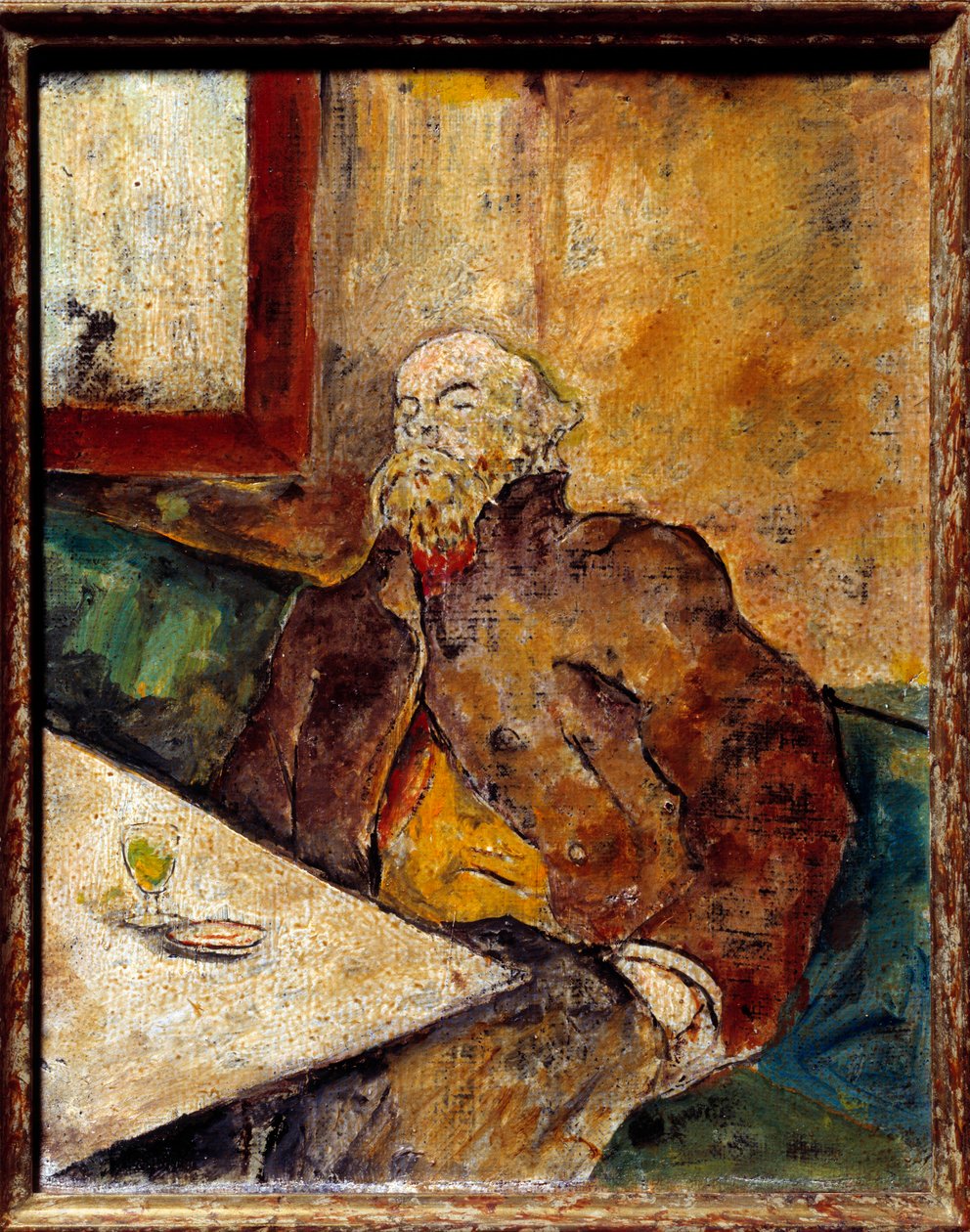 Retrato de Paul Verlaine (1844 - 1896), poeta francês, sentado no bar, em frente a um copo de absinto. Pintura atribuída a Felix Vallotton (1865-1925) de Felix Edouard Vallotton
