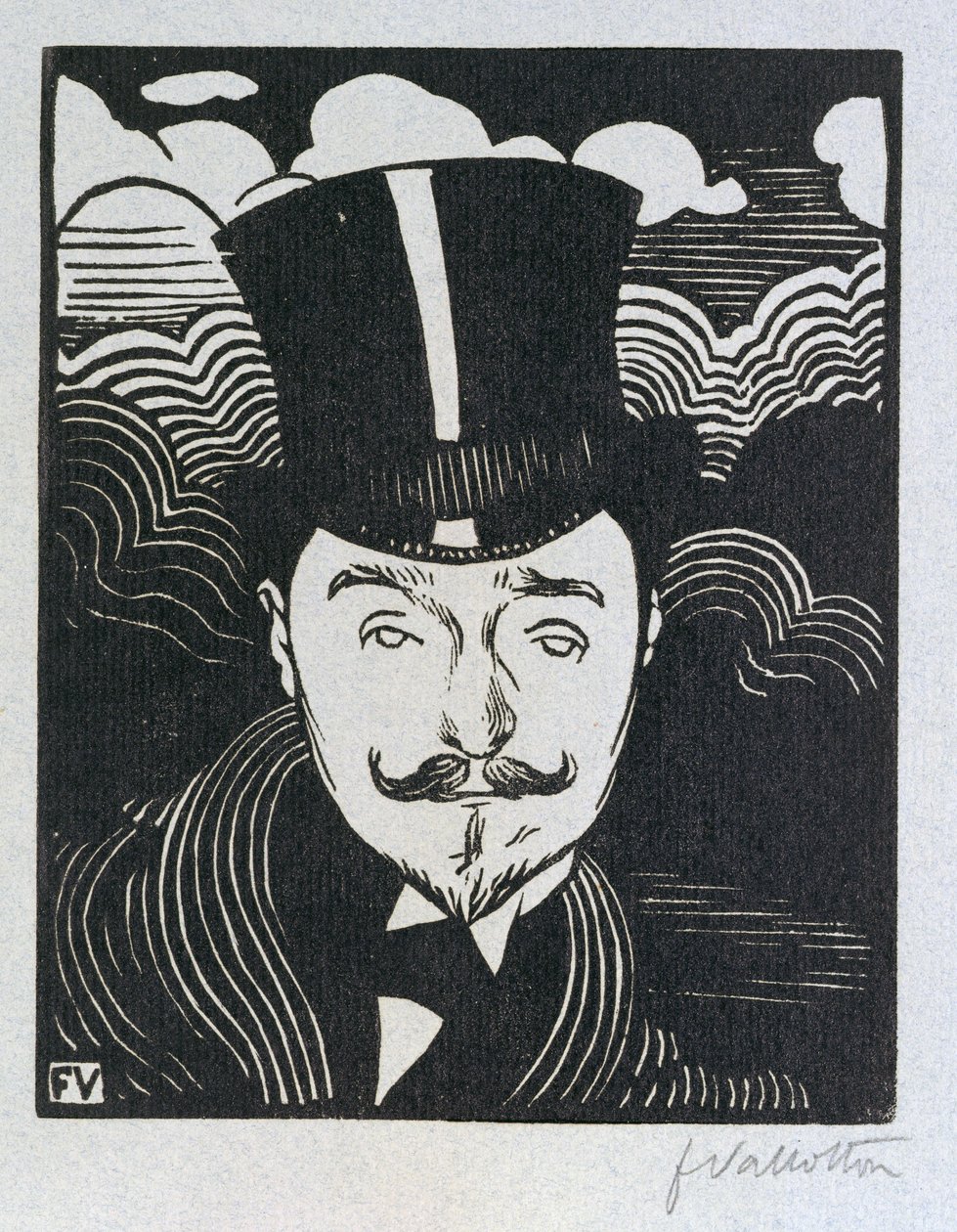 Retrato de Romain Coolus (1865-1952) (xilogravura) de Felix Edouard Vallotton