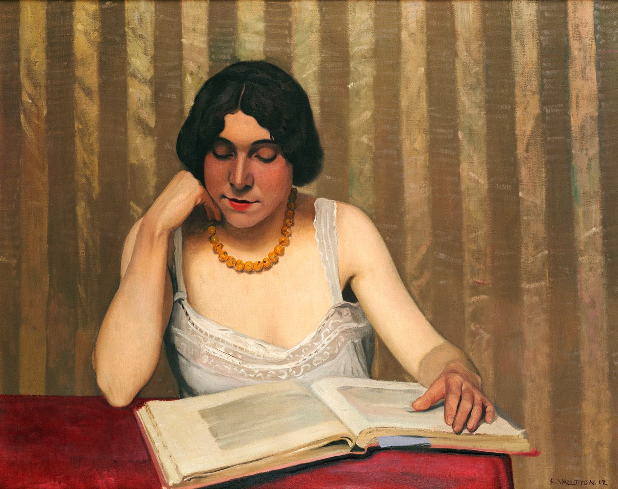 Leitor com um colar amarelo, 1912 de Felix Edouard Vallotton