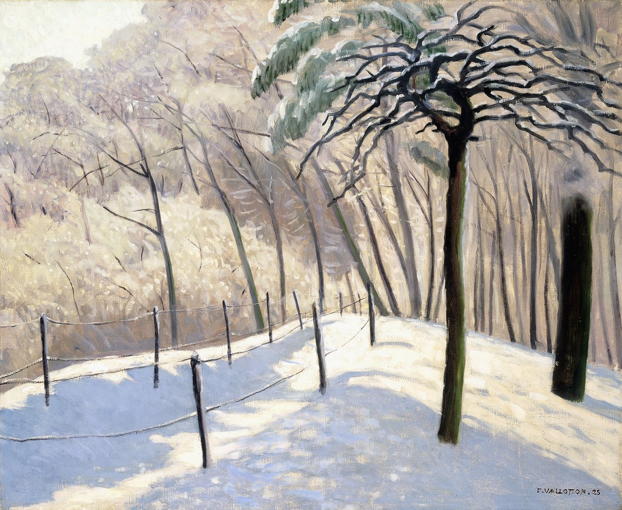 Paisagem de neve em Bois de Boulogne; Paisagem de neve no Bois de Boulogne, 1905 de Felix Edouard Vallotton