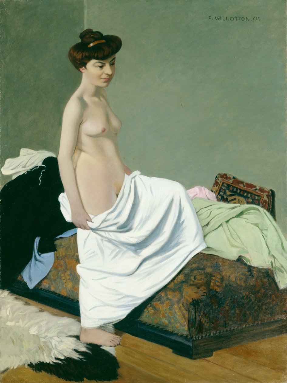 De pé nu segurando um vestido no joelho, 1904 de Felix Edouard Vallotton