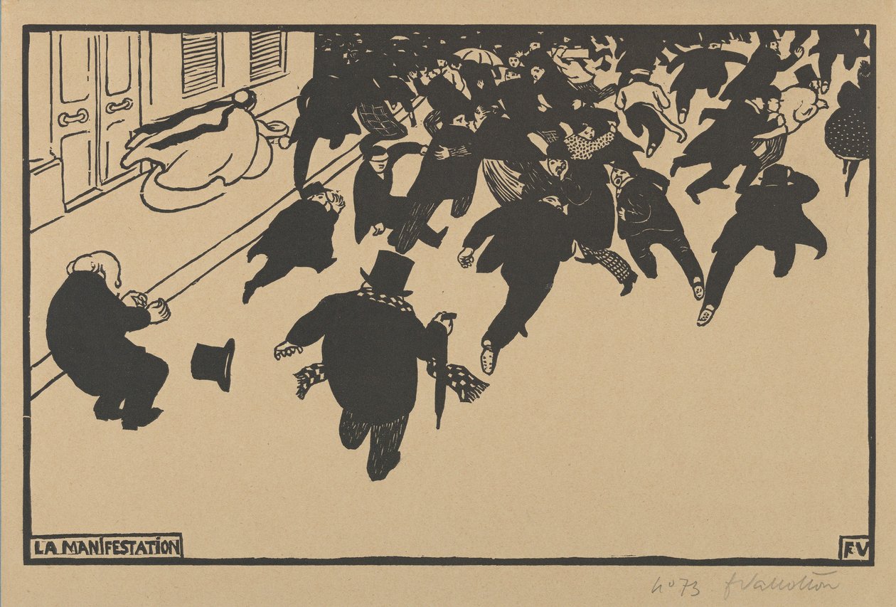 A Demonstração (La Manifestação), 1893 (xilogravura em papel de creme) de Felix Edouard Vallotton