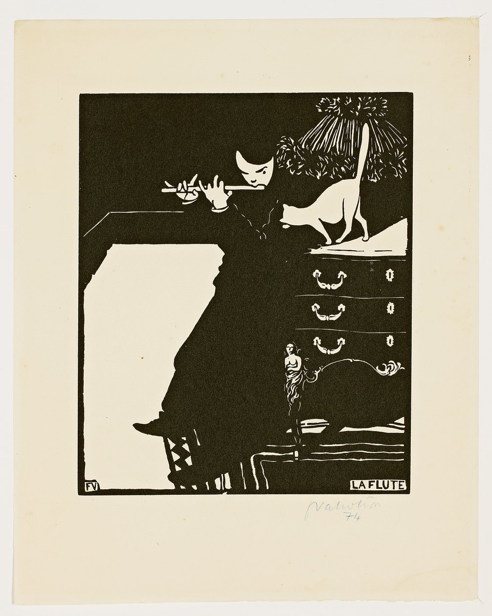 A flauta, da série "Instrumentos musicais", 1896-97 de Felix Edouard Vallotton