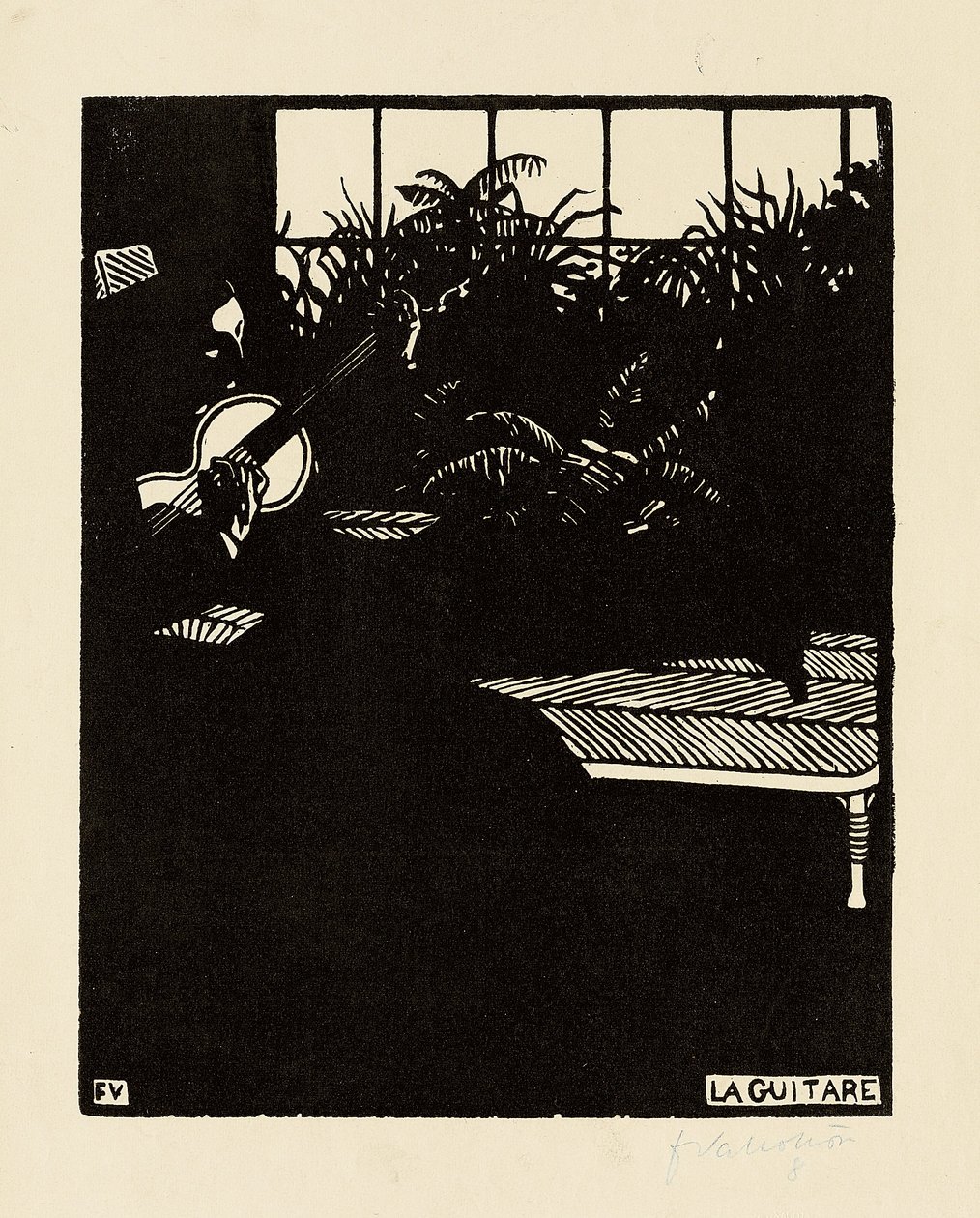 The Guitar, da série "Musical Instruments", V, 1897 de Felix Edouard Vallotton