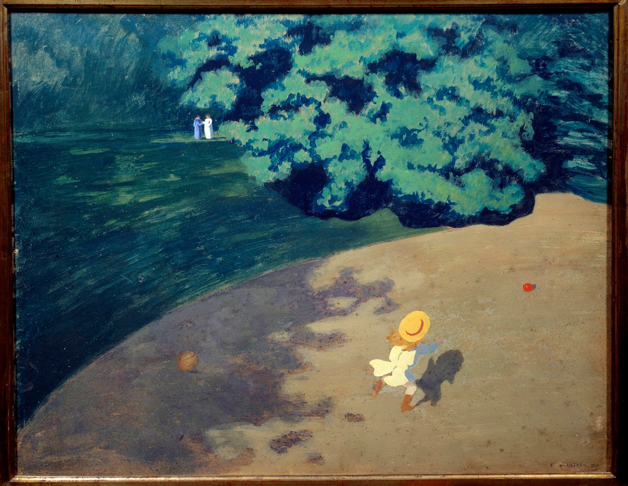 A bola ou canto parque com criança jogando bola Pintura por Felix Vallotton (1865-1925) 1899 Sol. 0,48 x 0,61m Paris, musee d